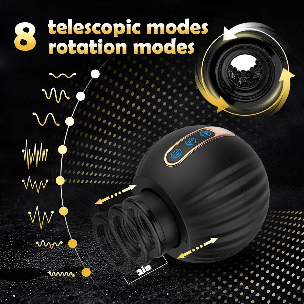 USB 8 Modes Telescopic Rotating Masturbation Device Male Sex Toys Penis Training Machine