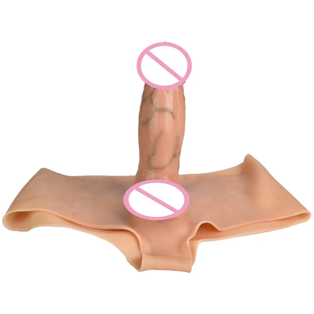 Silicone Solid Dildo Pants with Realistic Testicles Wearable Realistic Penis Underwear Strapon Dildo for Lesbian Game Sex Toys