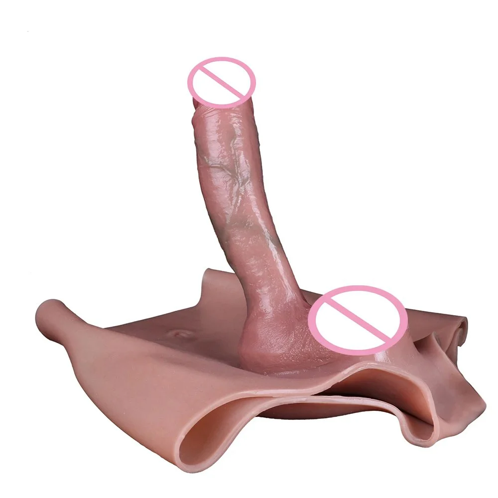 Silicone Skin Touch Simulated Hollow Penis Pants Penis Sleeve Penis Extension Pants Men Lesbian Wearable Adult Sex Products