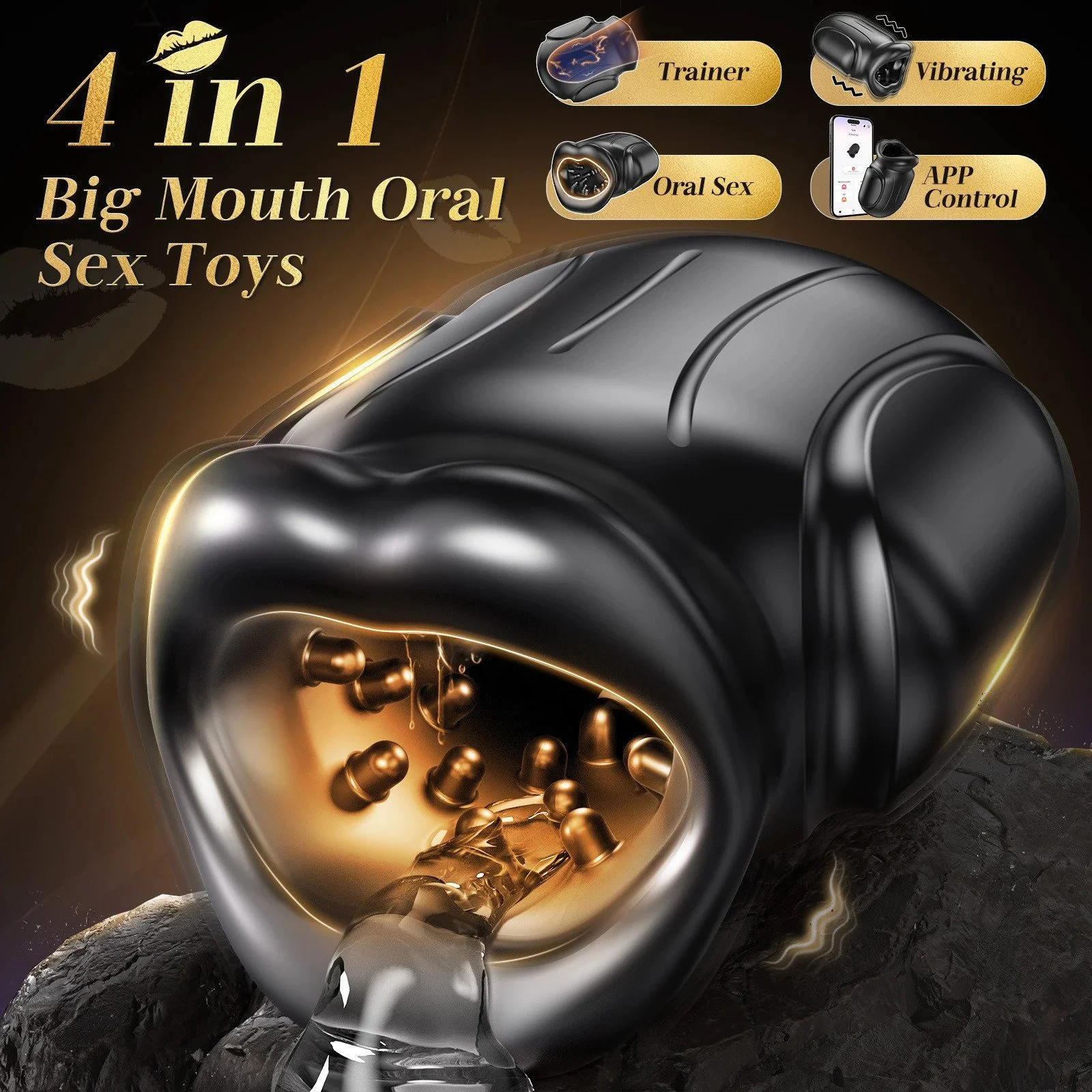 10 Modes Lifelike App Masturbation Cup Automatic Open Mouth Oral Sex Toy for Male
