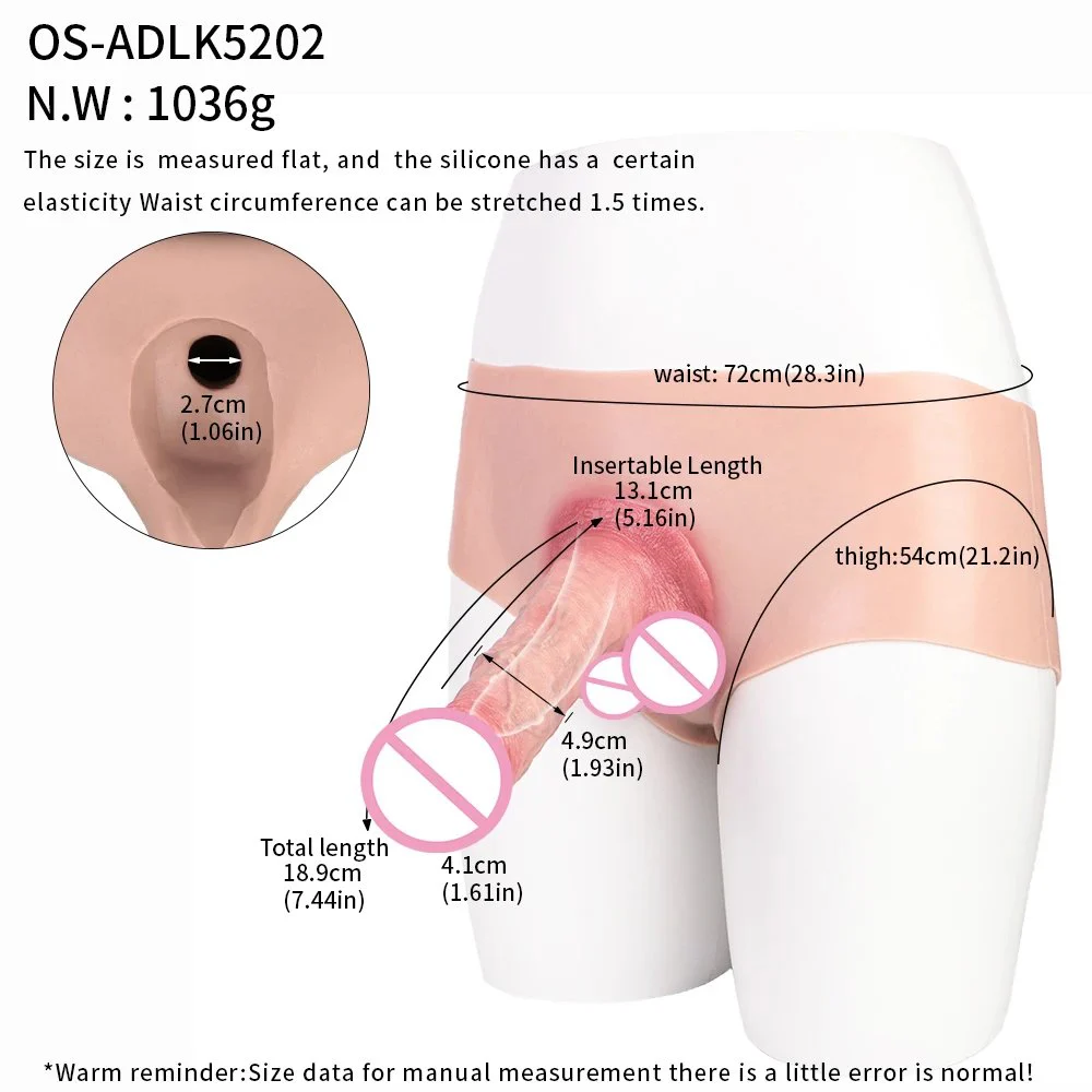 Hollow Realistic Dildo Extender Wearable Pants with Silicone Mid-Waist Pants Wearable Strap-On Toy for Men