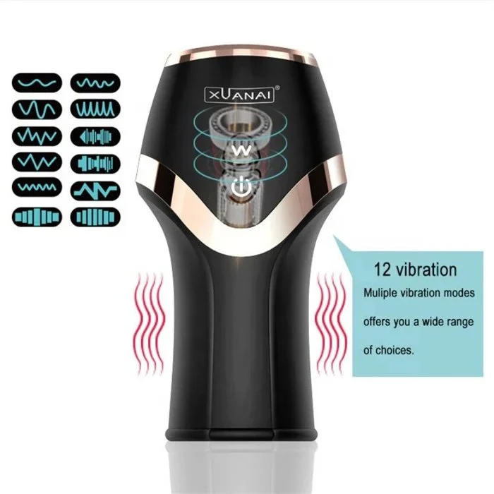 12-Frequency Automatic Male Pocket Pussy Masturbation Stroker Vibrating Dildo & Cock Ring Adult Sex Toys