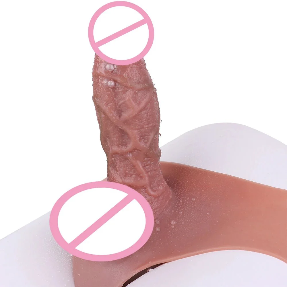 Wearable Strap-On Dildo Pants with Hollow Design Realistic Silicone Sex Tool for Couples