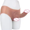 Insertable Hollow Wearable Penis Leather Pants Platinum Silicone Material Effective Enlargement Penis Extender
