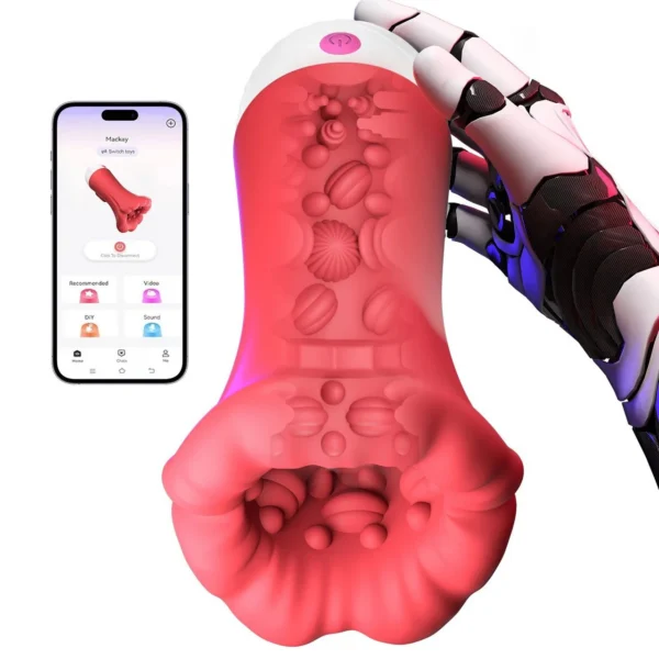 9 Modes APP Control Big Mouth Penis Trainer Device Deep Throat Masturbator Cup Oral Sex Toys for Men