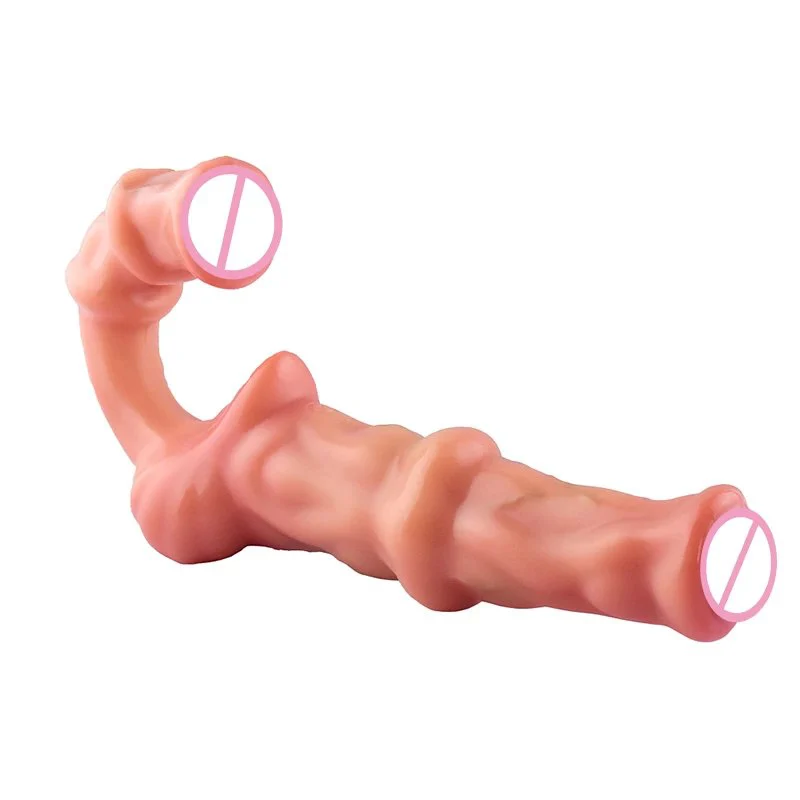 Wearable Double-headed Vibrating Penis Has Three Built-in Motors, a Heating Plate on the Head for Heating