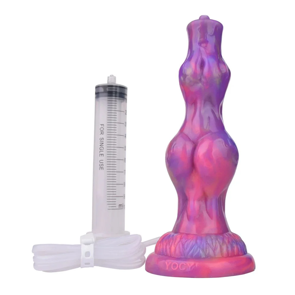 Squirting Ejaculating Luminous Animal Wolf Knot Dildo Anal Plug Soft Sex Toys for Woman