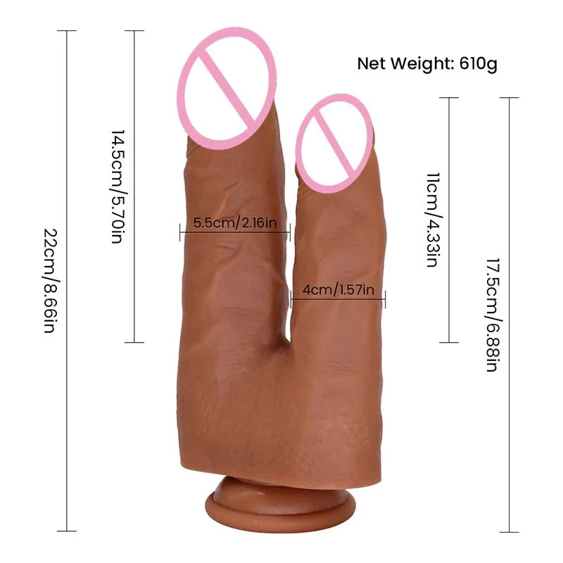Silicone Realistic Huge Thin Penis Big Dildo U Shaped Double Head Penetration Dong Dildo for Lesbian Women Sex Toys
