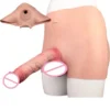 Realistic Hollow Strap on Dildo Pants Men Reusable Condom Stretchy Panties Strap on Men Enhance Girth Sleeve Adult Sex Toy