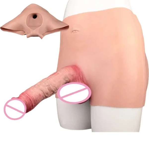 Realistic Hollow Strap on Dildo Pants Men Reusable Condom Stretchy Panties Strap on Men Enhance Girth Sleeve Adult Sex Toy