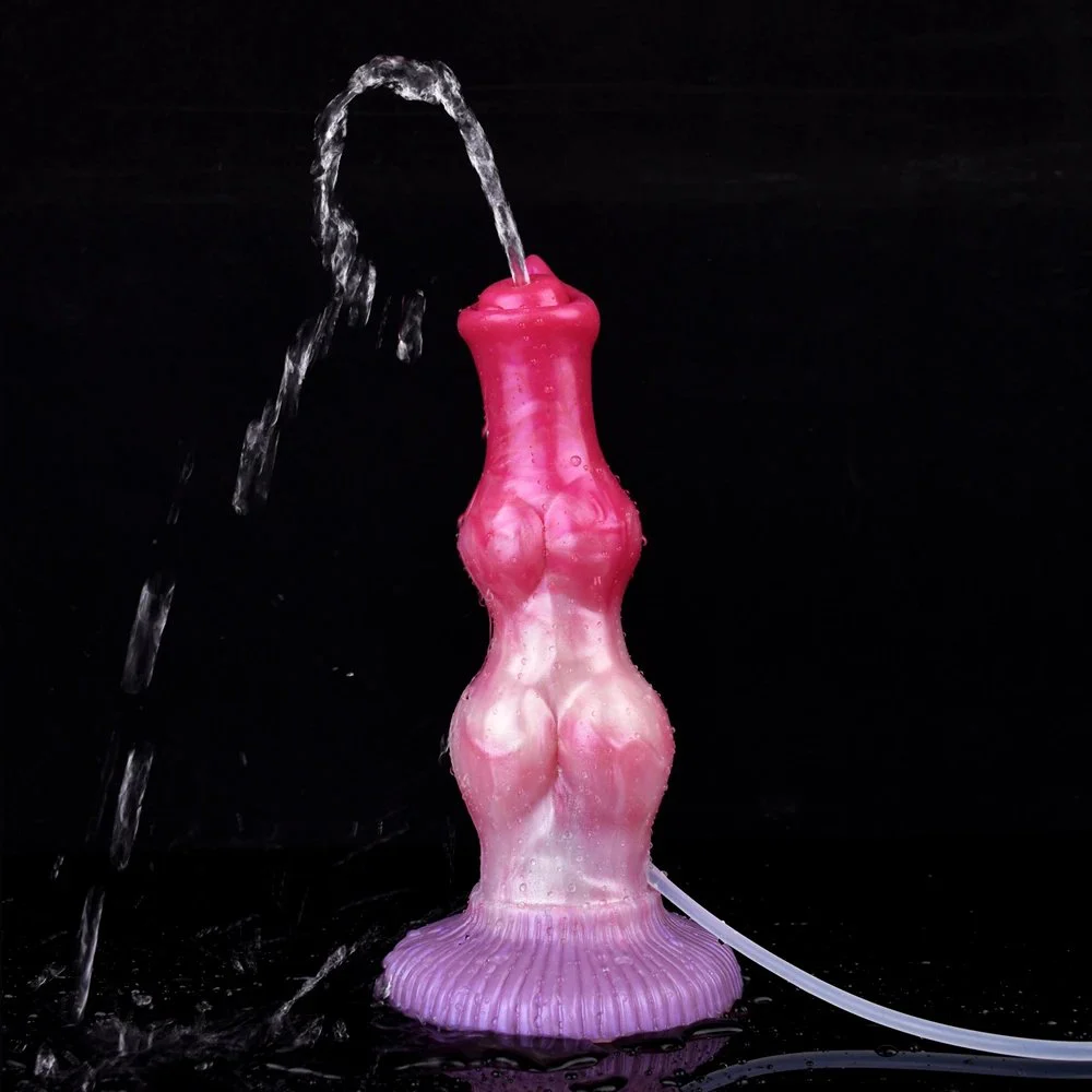 Soft Silicone Squirting Dildo Equipped with Injector and Pump Fantasy Style Portable SexToy for Adult