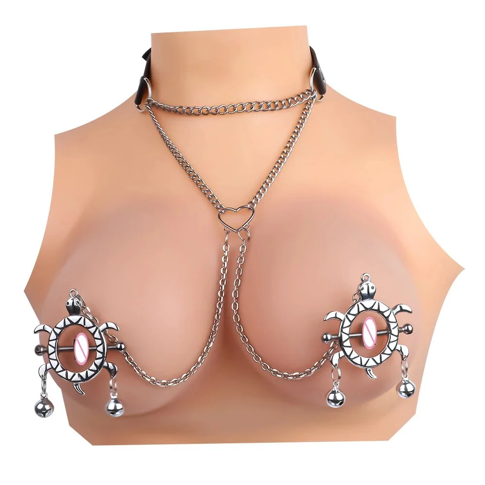 Turtle-Shaped BDSM Nipple Clips Adjustable Bondage Clips with 3 Styles of Chains, Adult Sex Toy for 18+