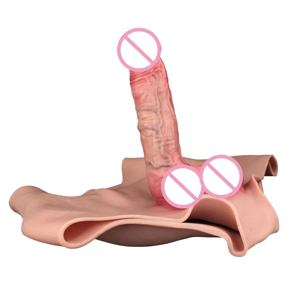 High Waisted Wearable Penis Leather Pants Hollow Design Male Sex Toys Silicone Effectively Increase Penis Length