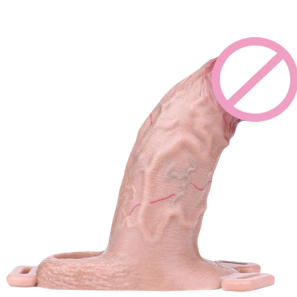 Realistic Soft Dildo Enlarge Sleeve Delay Ejaculation Stronger Enlargement Extender Dick Cover with Belt Adult Sex Toys for Men
