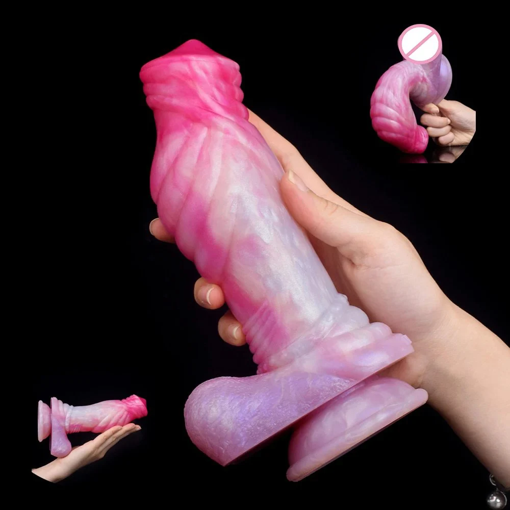New Color Peach Witch Thick Big Dildo With Testicles Artificia Dildo Animal Dildo for Women