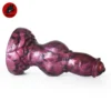 Soft Silicone Cock Animal Dildo Big Knot Penis Purple and Black Rubber Anal Plug Adult Toy