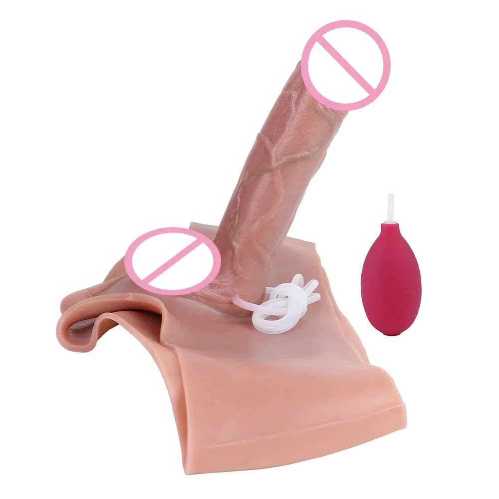Realistic Wearable Penis Pants with Extender Function Inflatable Wearable Dildo Pants for Couple