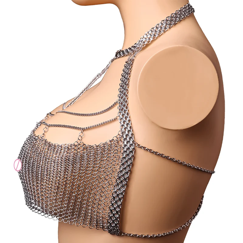 Women Sexy Punk Cupless Bra G-string Set Hollow Out Body Cage Bras Strappy Body Harness Lingerie