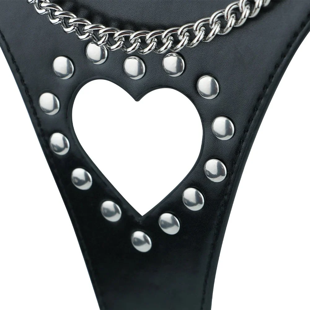 Women's BDSM-style Thong Underwear an Interactive Body Restraint Product Designed for Leather Enthusiasts. 18+ Adult Lingerie