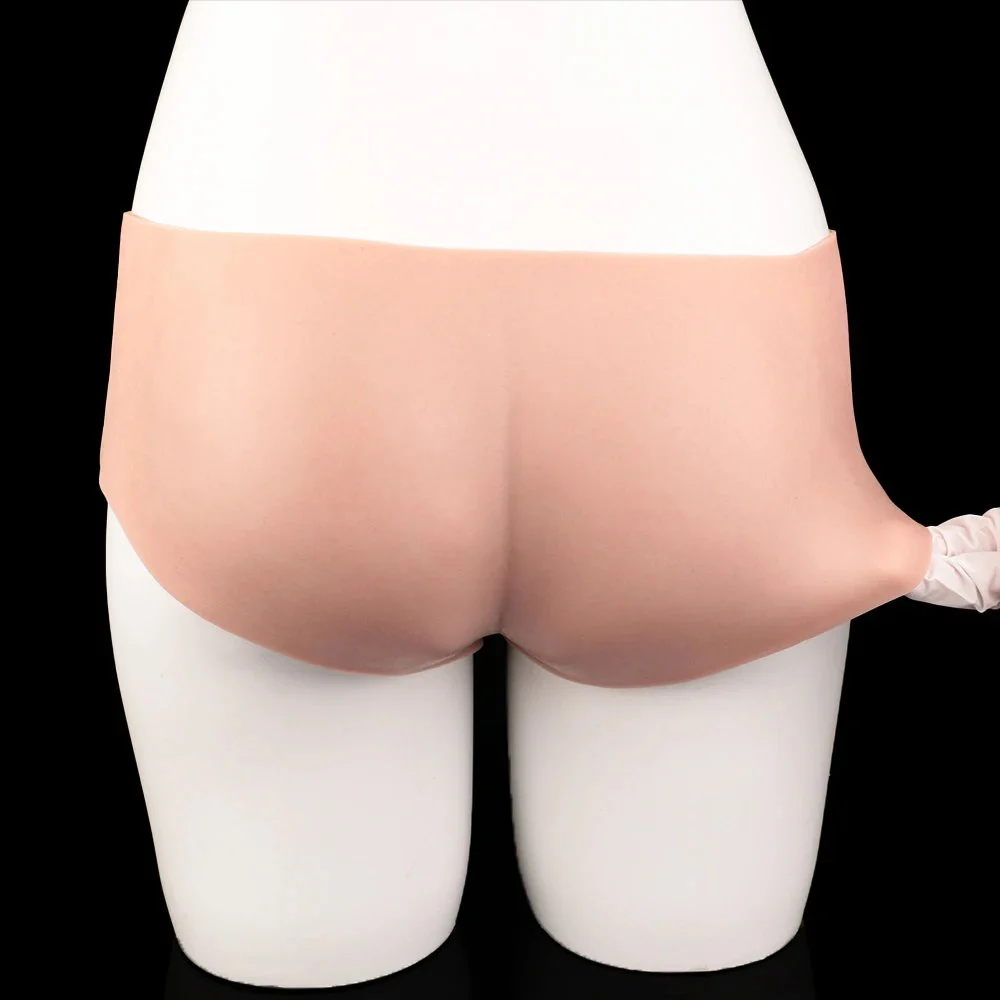 Strap on Dildo Briefs Silicone Wearable Long Penis Sleeve Panties Transgender with Realistic Hollow Penis Adult Men Toys