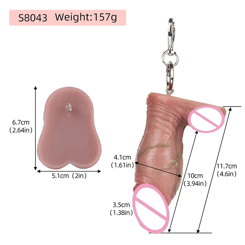 Mini Dildo Keychain,Dildo Sex Toy Soft Enamel Adult Keychain Mini Simulation Penis Keychain Masturbator for Women