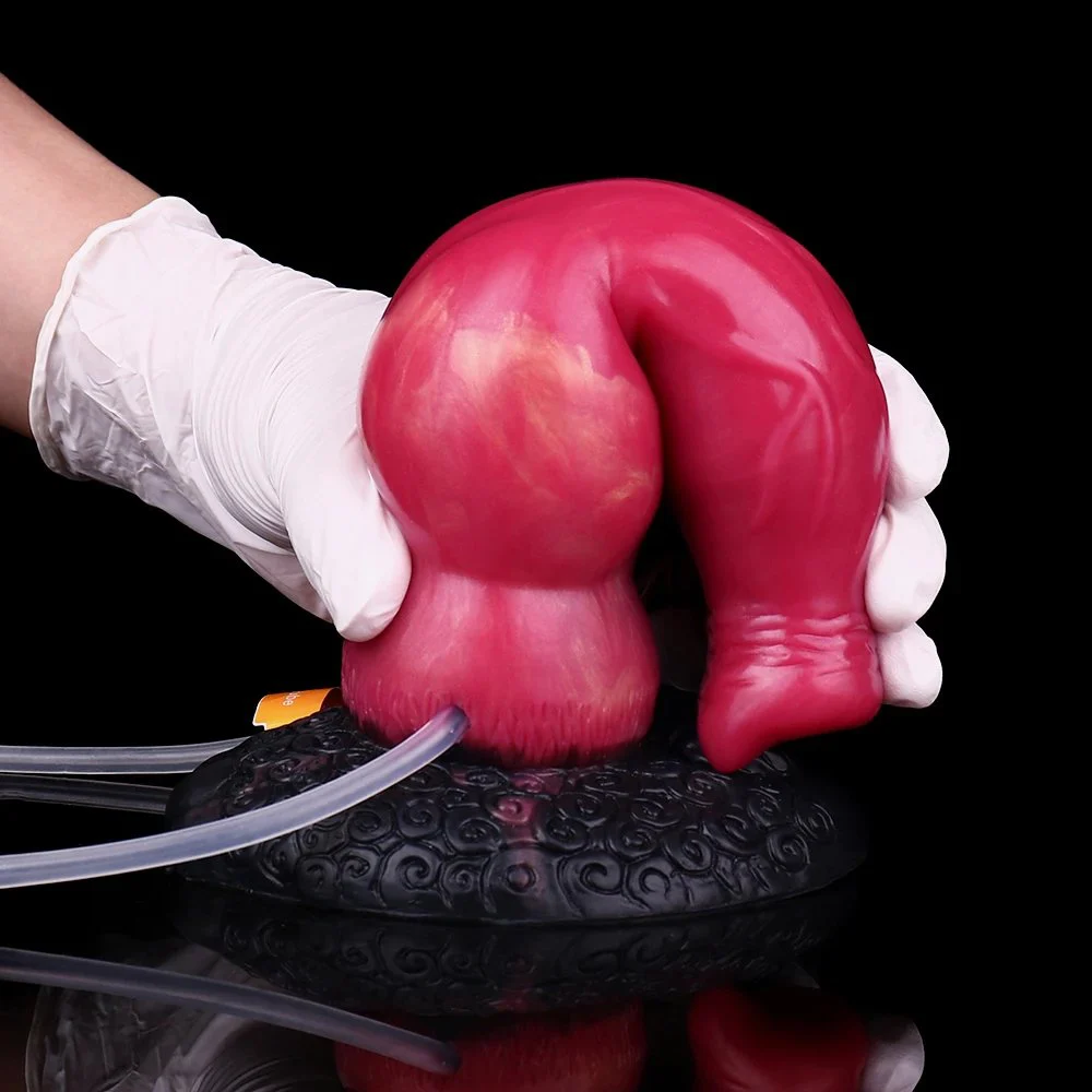 New Fantasy Horse Dildo Ejaculation Dildo with Spring Red Penis Inflatable Squirting Dildo for Couple Love