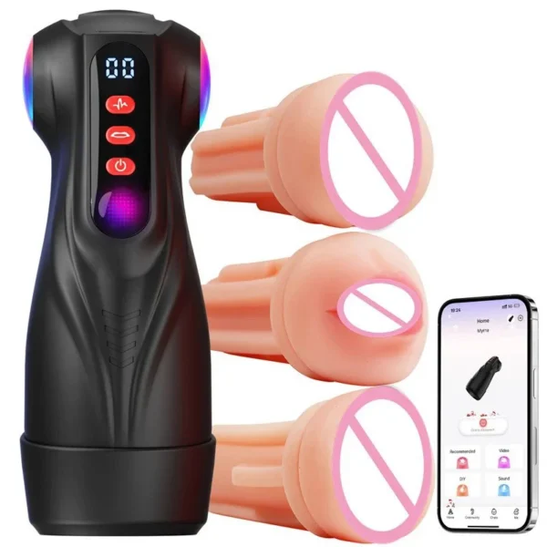 3 Sleeves Realistic Pocket Pussy Penis Pump 9 Sucking Vibrating APP Male Masturbator Sex Toys Men