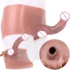 Silicone Penis Sleeve Pants With Curved Hollow Dildo Sex Toy for Men Penis Extension Hollow Sleeve Strap on Dildo for Man