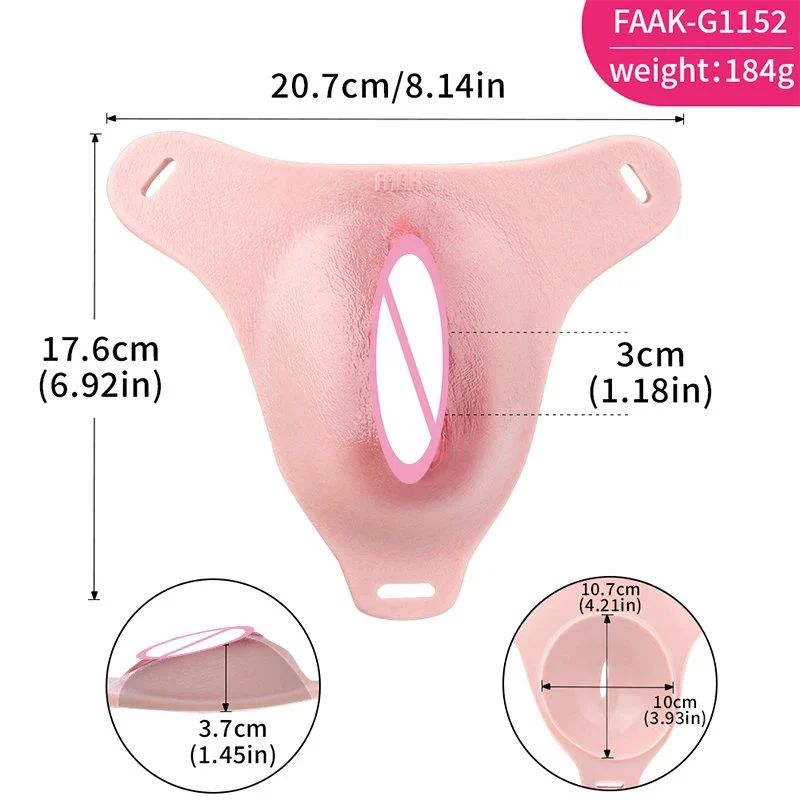 Triangular Restraint Straps + Silicone Female Genitalia Simulation for Gender Transition and Role-play Sex Toys