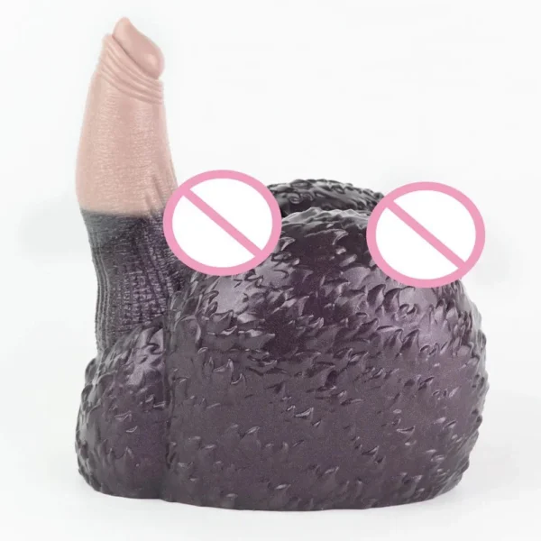 Butt Handheld Medical-Grade Silicone Male Masturbator Dual-Channel Design with Artificial Penis for Intense