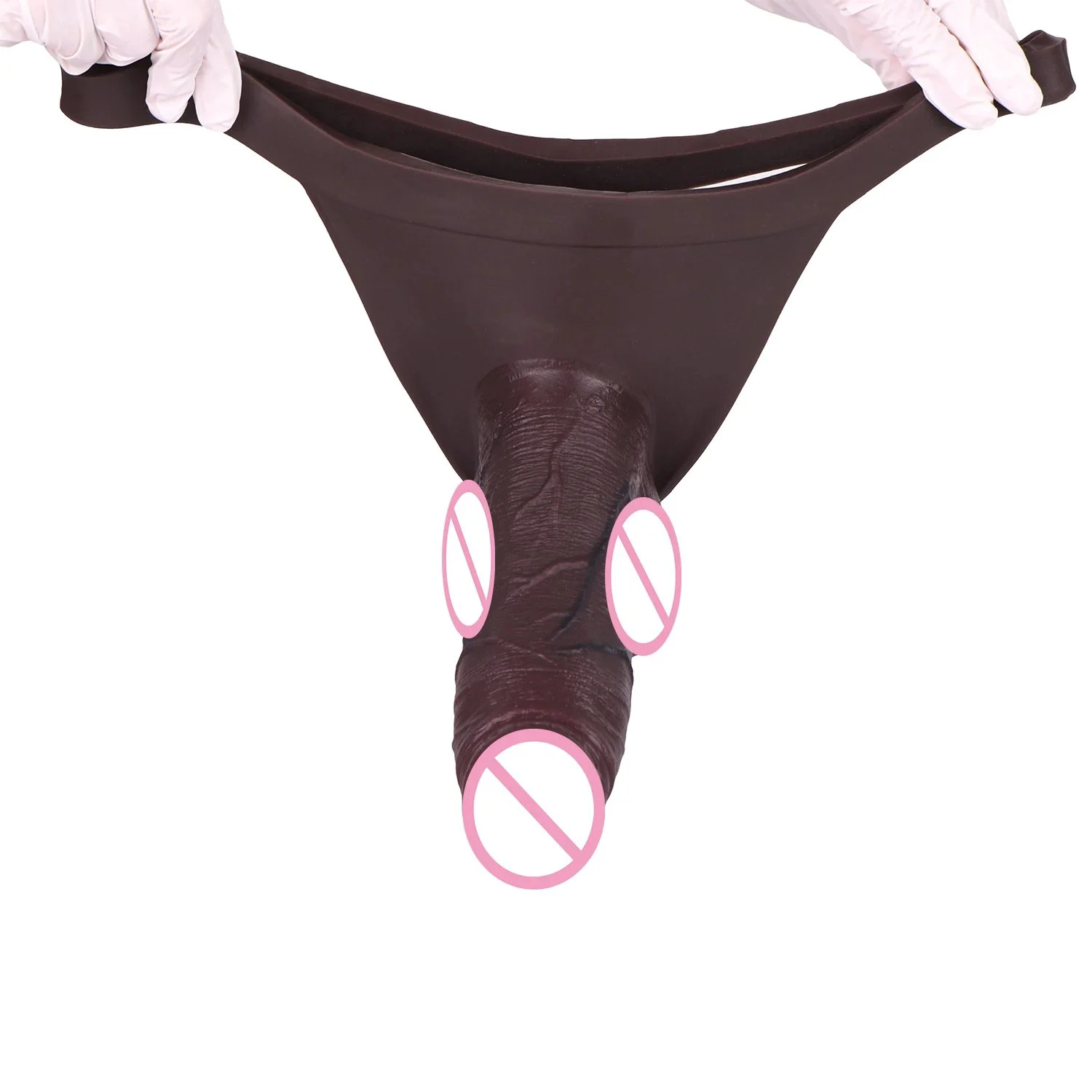 Obsidian Black Men's Wearable Penis Pants Silicone Effectively Extends Penis Length Hollow Insertable Design