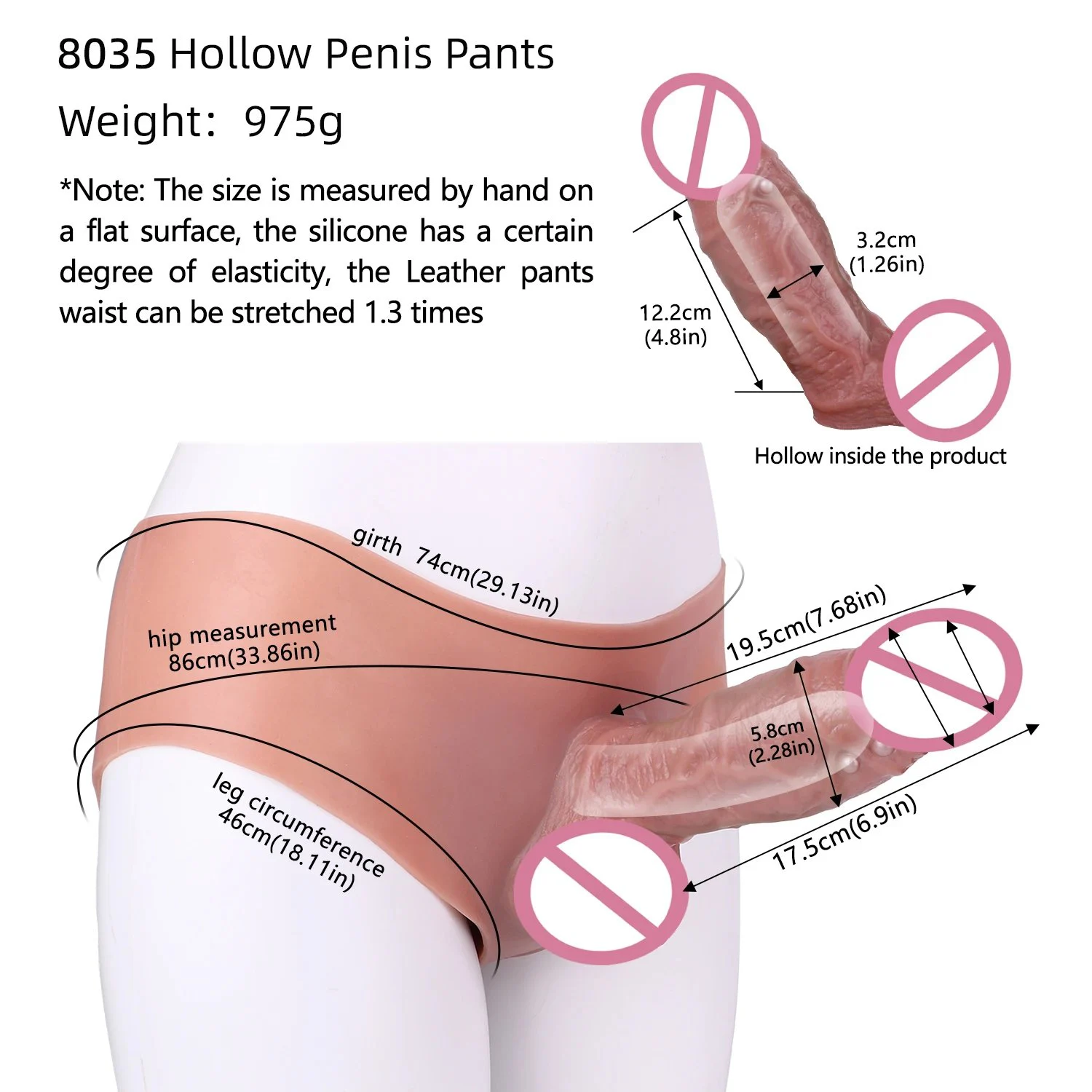 Wearable Strap-On Dildo Pants with Hollow Design Realistic Silicone Sex Tool for Couples