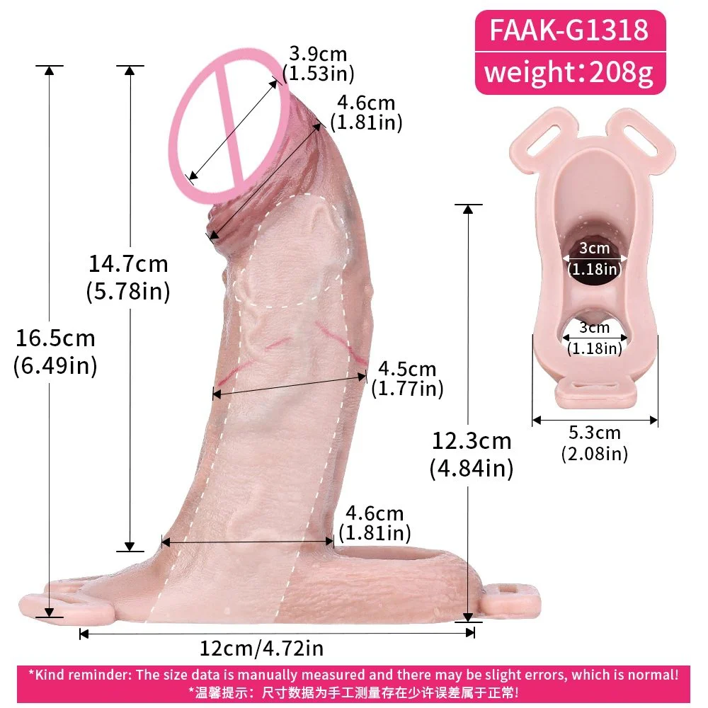 Realistic Strap-On Dildo Extender Soft Silicone Wearable Toy for Couples & Transgender Use
