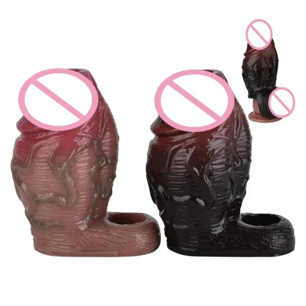 2 Color Enlargement Adults Male Sex Toys for Men Penis Sleeve with Convex Textures Cover Penis Ring Delay Ejaculation