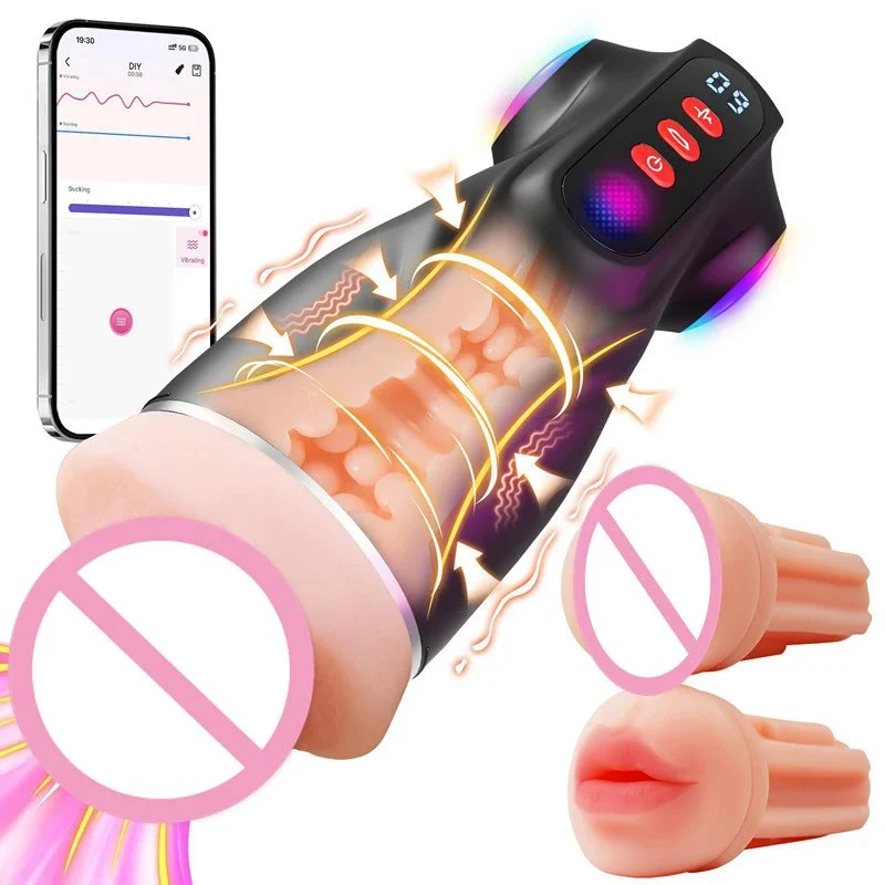 3 Sleeves Realistic Pocket Pussy Penis Pump 9 Sucking Vibrating APP Male Masturbator Sex Toys Men