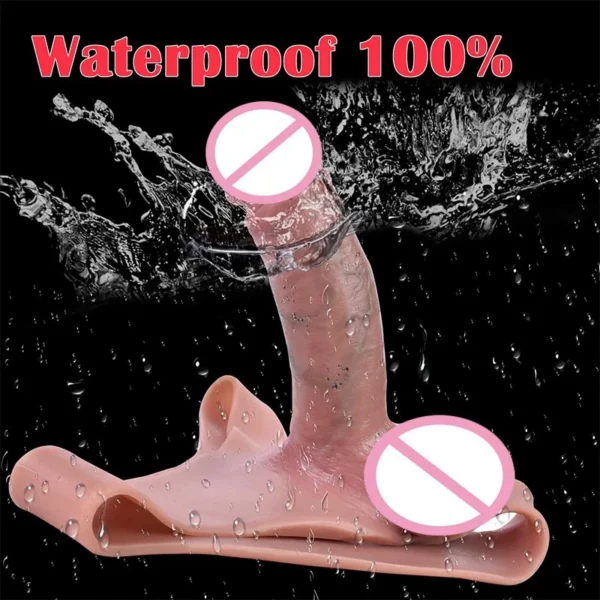 Hollow Strap on Dildo Sleeve for Men Erection Disorders Packers Realistic Harness Penis Enlarger Extender Imitator Longer