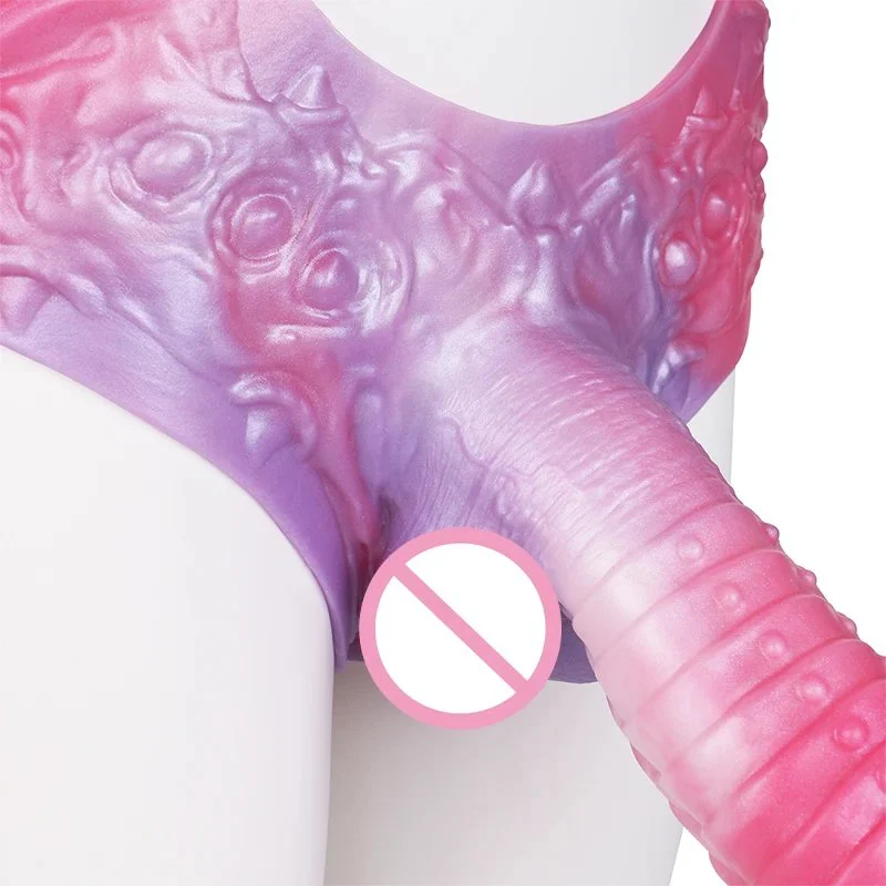 Series Male Wearable Penis Extender Dream-Colored Hollow Silicone Leather Pants Sex Toy for Men
