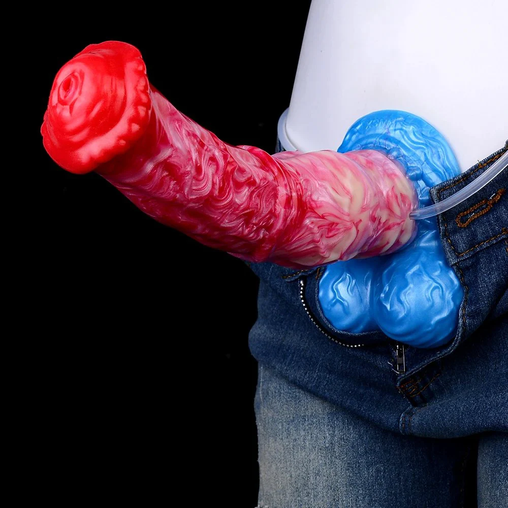New Flame Style Inflatable and Squirting Dildo with Silicone Soft Skin Touching G-spot Stimulator Inflatable Cock for Adult