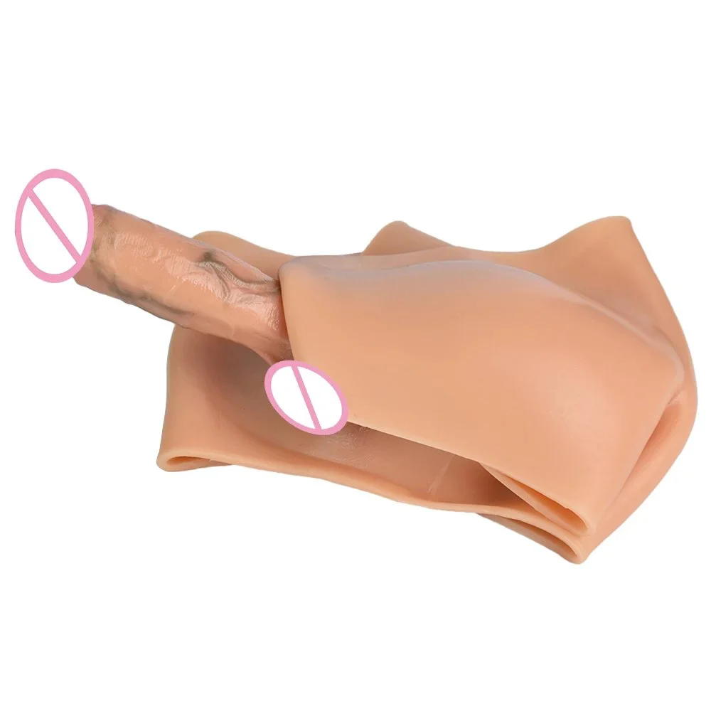 Lesbian Wearable Silicone Solid Penis Pants Silicone Dildo Pants with Realistic Testicles Couple Lesbian Flirting Sex Toy