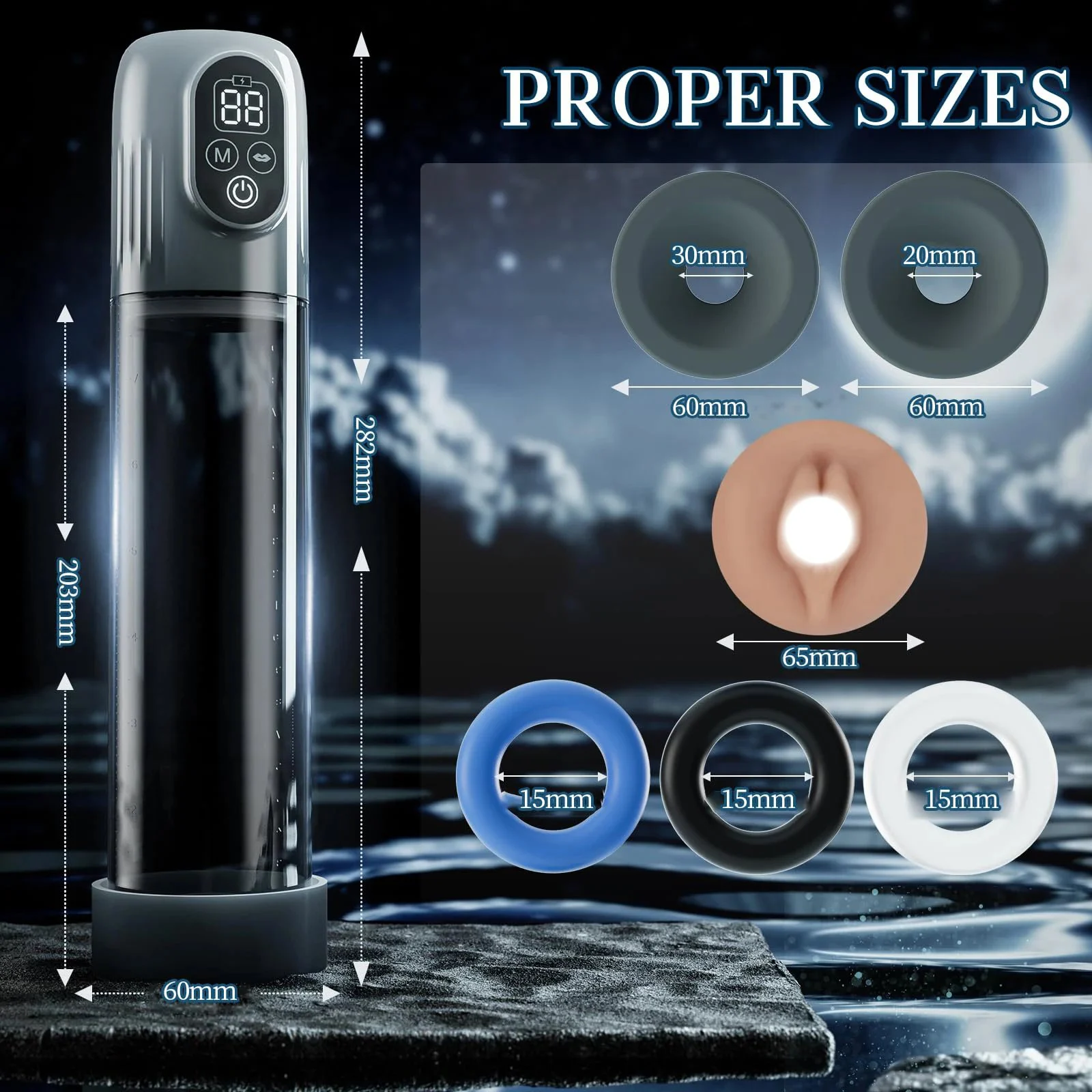 Electric Male Masturbator Water Penis Pump LCD Display Automatic Vacuum Hydro Pump Soft TPE Material Sex Toy