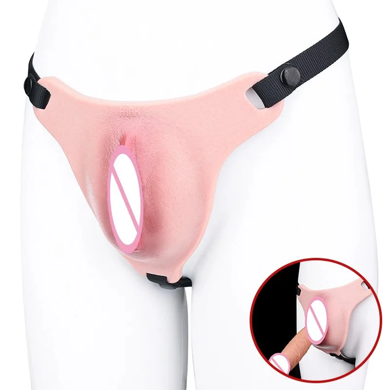 Triangular Restraint Straps + Silicone Female Genitalia Simulation for Gender Transition and Role-play Sex Toys