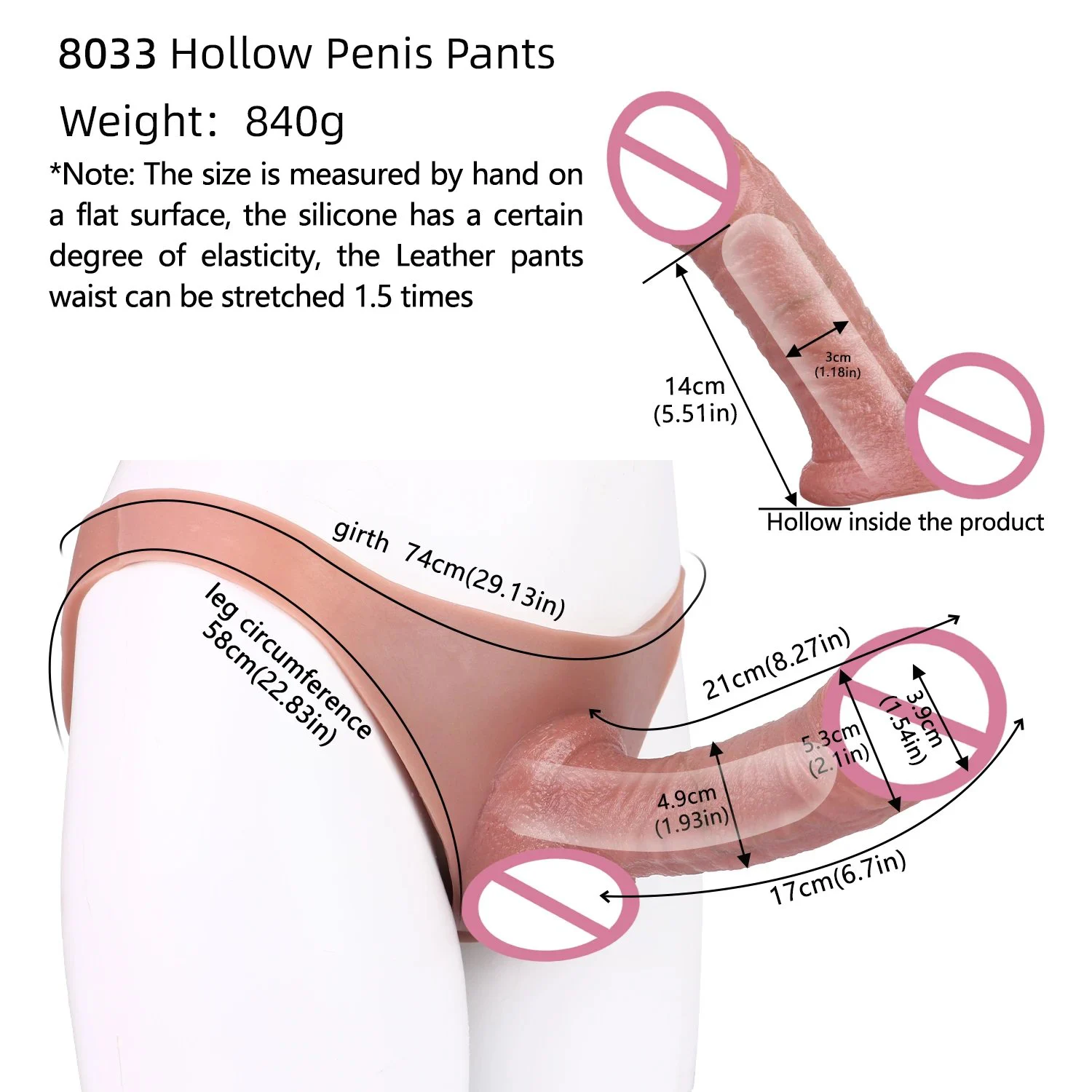 Hollow Silicone Material Simulation Wear Dildos Effectively Increase Penis Length Male Penis Leather Pants