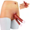 Wearable Double-headed Realistic Dildo Skin Touch Strap on Dildo Anal Plug Dildo Leather Pants Stretchy Sex Toy for Lesbian