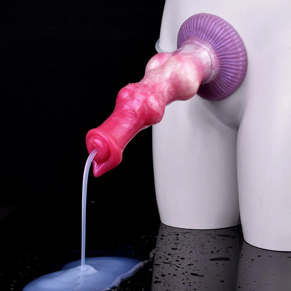 Soft Silicone Squirting Dildo Equipped with Injector and Pump Fantasy Style Portable SexToy for Adult
