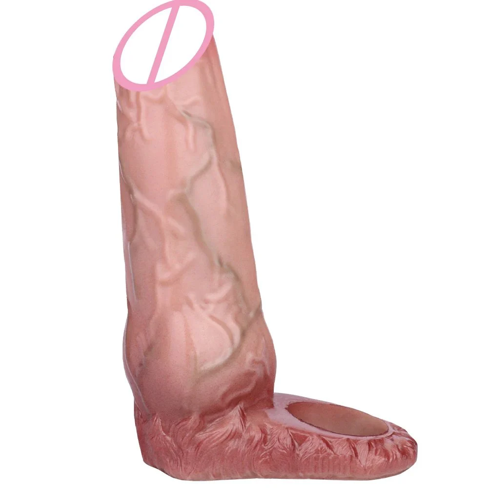 6inch Realistic Silicone Penis Sleeve Inner Wall Thread Design Penis Extension Sleeve Penis Enlargement Cock Sex Toy for Man