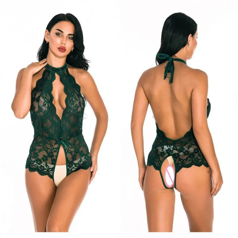 Nightgown Women Crotchless Lace Bodysuit Sexy Open Crotch Lingerie