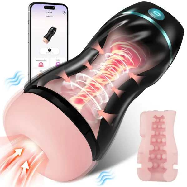 Automatic Male Masturbator Sex Toys - Sucking Male Masturbators Penis Pump with 3 Suction & 7 Vibrating & Heating Mens Sex Toy