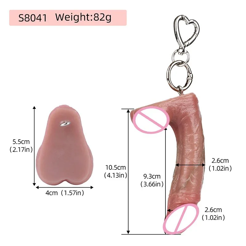 Mini Dildo Keychain,Dildo Sex Toy Soft Enamel Adult Keychain Mini Simulation Penis Keychain Masturbator for Women