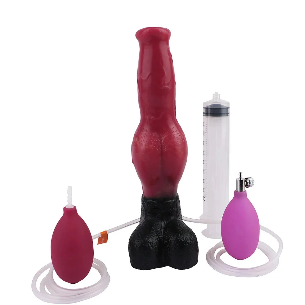 Squirt Dildo Fantasy Wolf Dog Dildo Inflatable Soft Silicone Female Masturbator Adult Fun Sex Toys