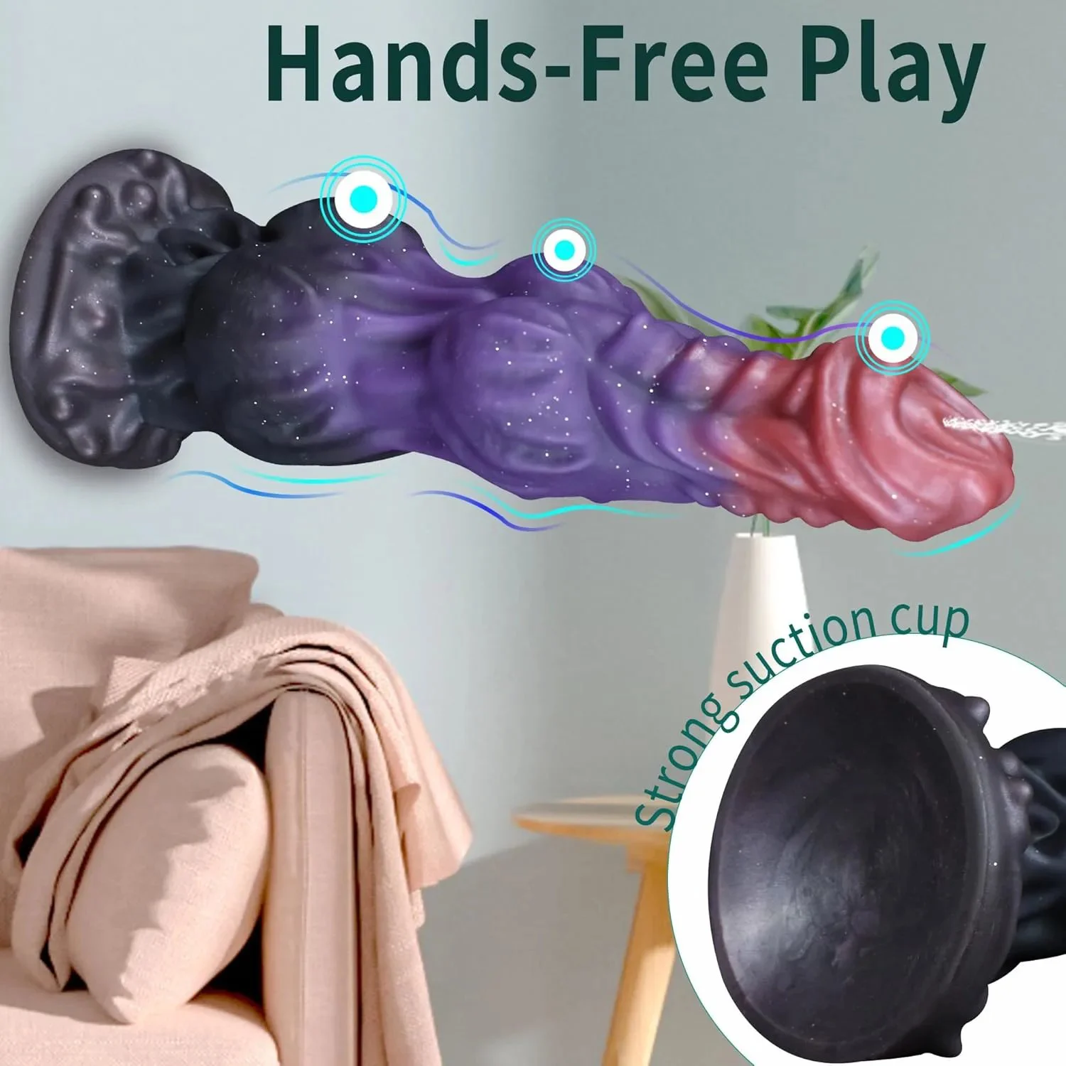 Size S M L Water-Spraying Soft PVC Dildo with 2 Big Knots Suction Cup & 100% Waterproof